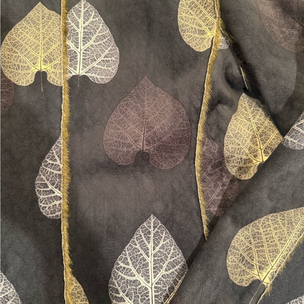 Robert Kitchen Canada Reversible Jacket Faux Fur Faux Suede Leaf Print W’s L - Picture 9 of 11